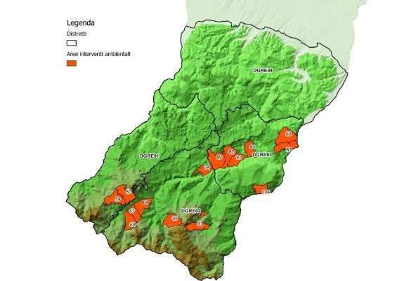 DGRE03 64 67 68 34 84 82 91 80 87 104 89 Tabella RE25 Aree di gestione dove indirizzare gli interventi ambientali Figura RE16 Localizzazione cartografica delle aree di gestione dove indirizzare gli