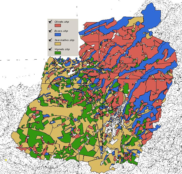 ZRC Vinci (FI) Semplificato con colture raggruppate Shannon Index Calculation H'= sommatoria di pi per logaritmo naturale di pi habitats superficie mq pi ln(pi) pi*ln(pi) H' bosco 3606461,901