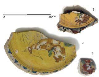 Fig. 3. Frammenti di ceramica con decorazione fiorita gruppo A), Museo Ravenna; n. 1: inv. 2223; n. 2: inv. 2225; n. 3: inv. 2224 Fig. 4.