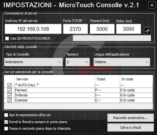 Utilizzo del sistema MicroTouch Consolle (Client virtuale per PC) Lo strumento per gestire l avanzamento della numerazione è MicroTouch Consolle.