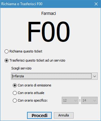 un trasferimento, ad un altro servizio, del ticket preso in carico.