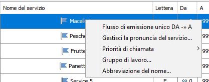 Gestione dei servizi In questo pannello è possibile configurare fino a 12 differenti code, la relativa numerazione e il colore che comparirà sui display slave.