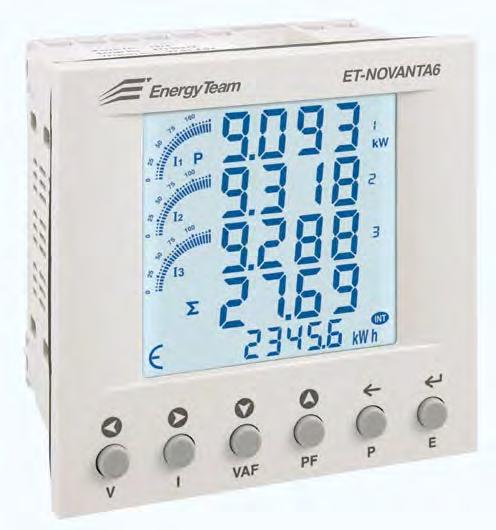 programmabile Misure in valore efficace (true RSM) Display LCD b/n ad alta definizione Dimensioni compatte - profondità di soli 50 mm Semplice programmazione e utilizzo Uscita impulsi e comunicazione