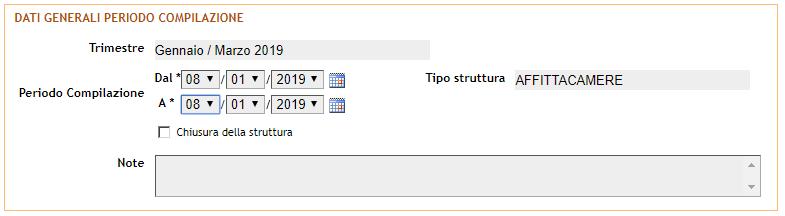 E possibile anche indicare un periodo durante il quale la strutura rimarrà (o è rimasta) chiusa: sarà sufciente selezionare il periodo ed inserire il segno di spunta nella relatva casella, senza