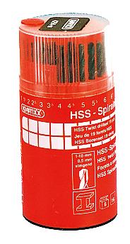 Set 19 punte HSS (metallo) Da Ø 1 a 10 mm passo 0,5 mm Art.