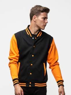 JH043 Varsity Jacket 80% cotone, 20% poliestere. Felpa con maniche set-in di colore contrastante. Collo, polsini e orlo inferiore in maglia con strisce contrastanti.