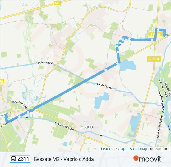 Direzione: Vaprio D'Adda (-> Pozzo D'Adda) 13 fermate Gessate M2 SS Padana Via Manzoni (Gessate) SS Padana (Bellinzago Lombardo) Strada Provinciale 11 Padana Superiore, Bellinzago Lombardo Via Milano