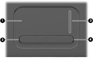 Componenti della parte superiore Dispositivi di puntamento (1) TouchPad Consente di spostare il puntatore e di selezionare o attivare gli elementi sullo schermo.