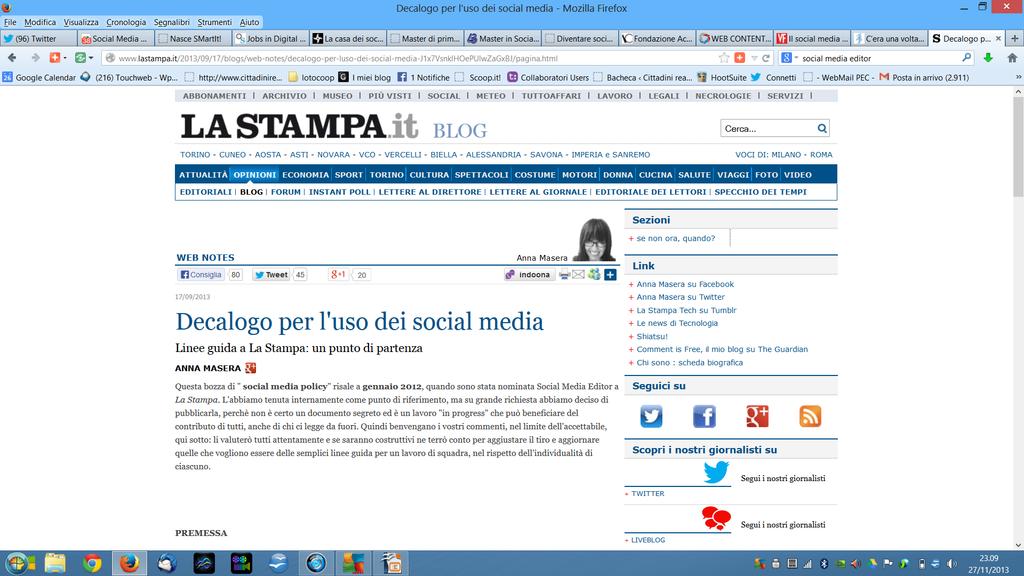 Esempio di Social Media Policy http://www.lastampa.