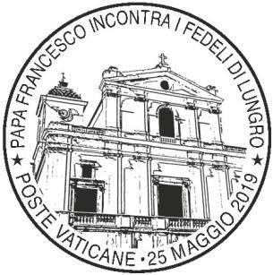 Comunicato 27/2019 del 21 maggio 2019 Annullo postale speciale in occasione dell udienza speciale concessa dal Santo Padre Francesco ai fedeli della diocesi di Lungro (CS) (25 maggio 2019) In