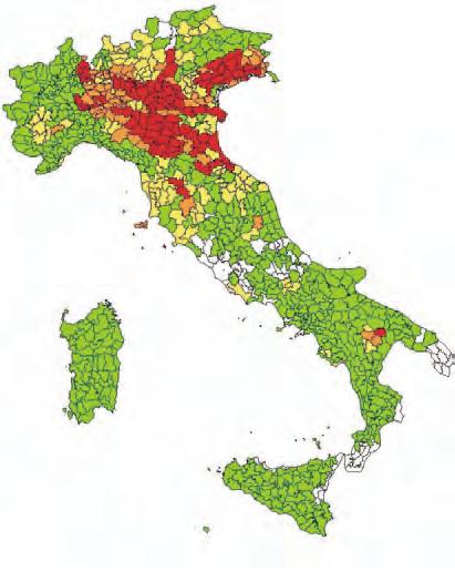 Variazione percentuale del valore medio dei terreni per regione agraria fra il 1995 e il 2005 < di 0 0-25 25-40 40-60 > di 60 zese e laziale: in Abruzzo la flessione riguarda soprattutto i terreni