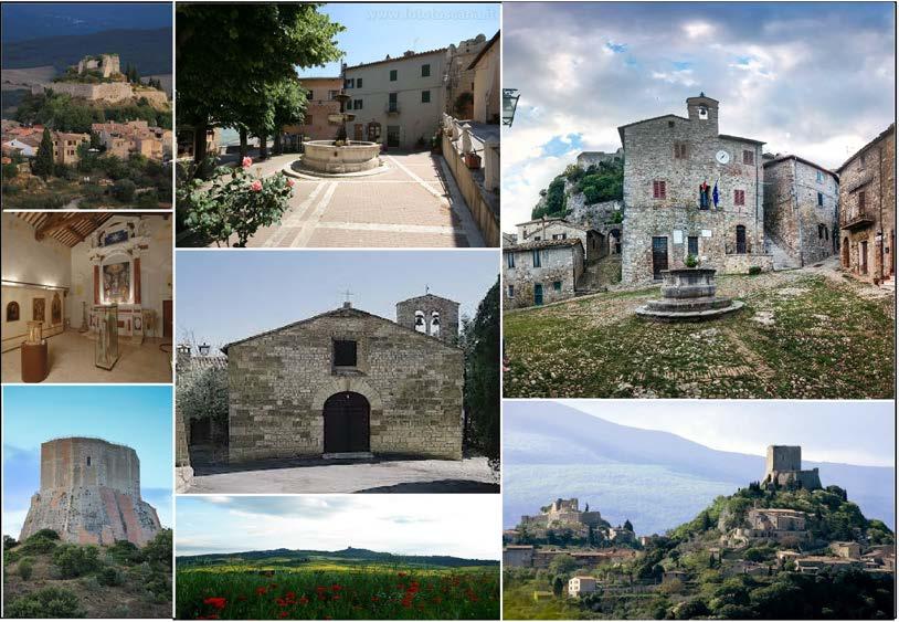 Il fulcro del centro storico è Piazza Vecchietta che rappresenta uno degli scorci più suggestivi del paese. Sempre all'interno del paese la chiesa dei Santi Stefano e Degna.