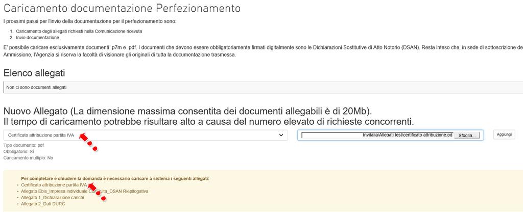 Figura 13 Caricamento allegato Figura 14 Visualizzazione allegati