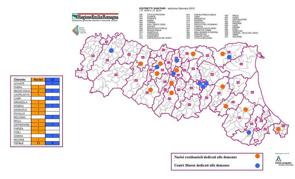 Emilia-Romagna: Alcuni servizi 13 Nuclei residenziali dedicati (187 pl) 9 Centri diurni dedicati (150 posti) Strutture dedicate ad uno specifico target di utenza con demenza 16.