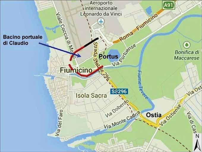 L imperatore Claudio costruì il suo porto a circa 2 km a nord di Ostia.