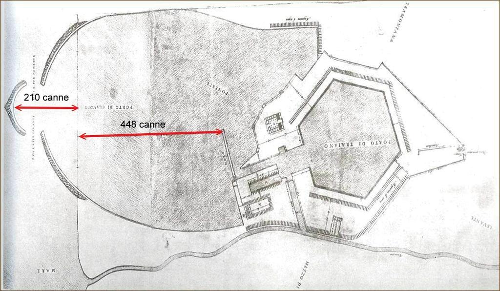 È molto interessante che le distanze indicate da Antonio Labacco su una mappa ricostruttiva del XVI secolo risultano essere approssimativamente corrette.