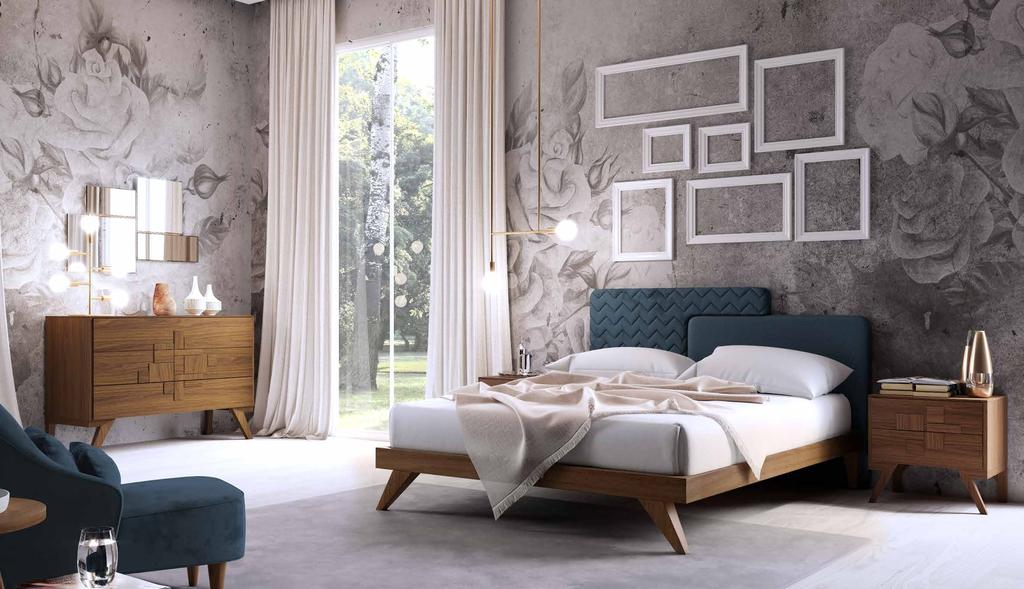 COMPOSIZIONE 6 Comò Tile cod. 7040, finitura Noce Ambra Comodini Tile cod. 7041, finitura Noce Ambra Letto Park cod.