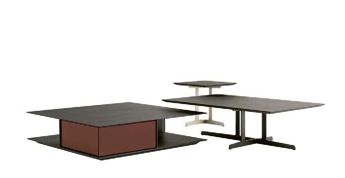 WESTSIDE Design Jean-Marie Massaud Dati tecnici tavolini Struttura in olmo nero. Piano in olmo nero, sei marmi levigati e sette lucidi.