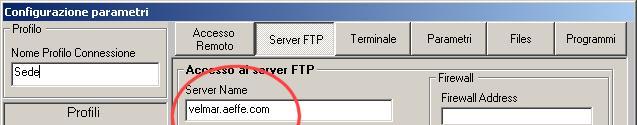 Configurazione SERVER FTP Entrare nella sezione Server FTP.