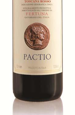 PACTIO IGT TOSCANA ROSSO Vino rosso fermo - I.G.T. Toscana Rosso Sangiovese, Cabernet Sauvignon e Merlot TIPOLOGIA DEL TERRENO : Terreno sassoso di Galestro, con limo ed argilla di medio impasto.