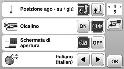 Cur e mnutenzione Annullmento del segnle ustio di funzionmento Premere per visulizzre l shermt delle impostzioni. Visulizzre l pgin 4. Impostre Cilino su OFF.