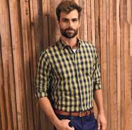 Men's LSL 'Mulligan' Check Cotton Bar Shirt 00% cotone. Camicia uomo a manica lunga con disegno a quadri in contrasto multi-colore.