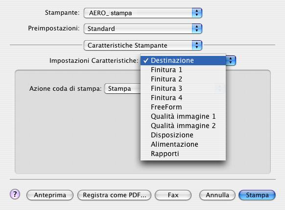 STAMPA DA COMPUTER MAC OS X 18 Se si desidera impostare l opzione Profilo di destinazione su Usa profilo del supporto, verificare prima che la comunicazione bidirezionale non sia abilitata, quindi