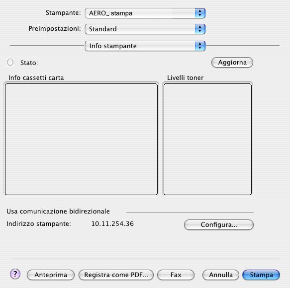STAMPA DA COMPUTER MAC OS X 22 4 Immettere l indirizzo IP o il nome DNS di Fiery EXP8000 nella finestra di dialogo.