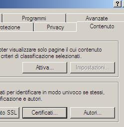 scheda Contenuto attivare il pulsante Certificati.