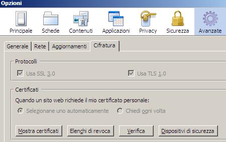 Avanzate premere il pulsante Mostra certificati.