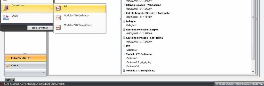 Le conversioni attualmente disponibili riguardano: Deleghe Iva Certificazioni 770 Ordinario e Semplificato (è necessario aver installato l aggiornamento di 770 vers.16.