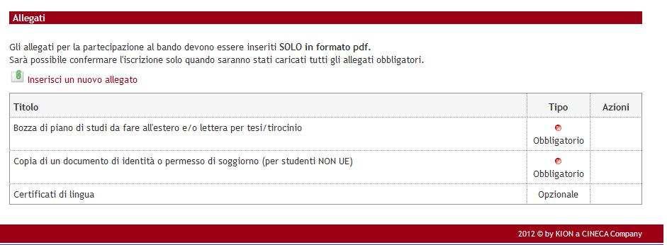 6) nella stessa schermata è necessario indicare il livello di conoscenza linguistica posseduto (il livello deve essere indicato in base al Quadro Comune Europeo di Riferimento per le lingue CEFR) per