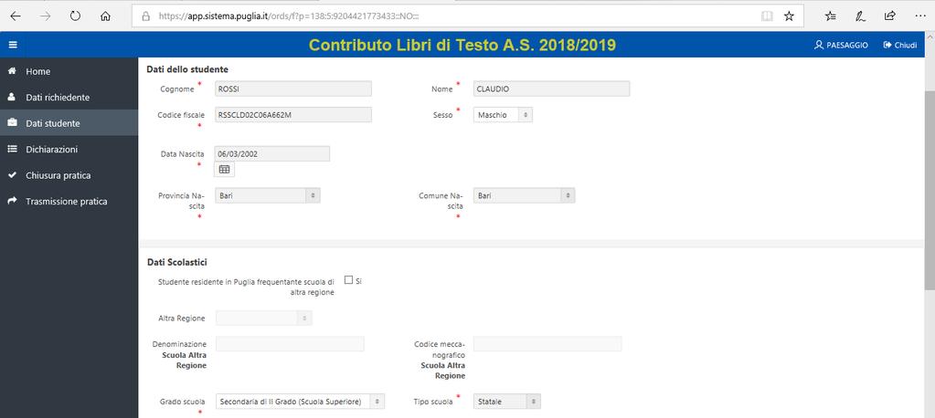 genitoriale) e cliccare su Inserisci e Continua Compilazione. 3.2.