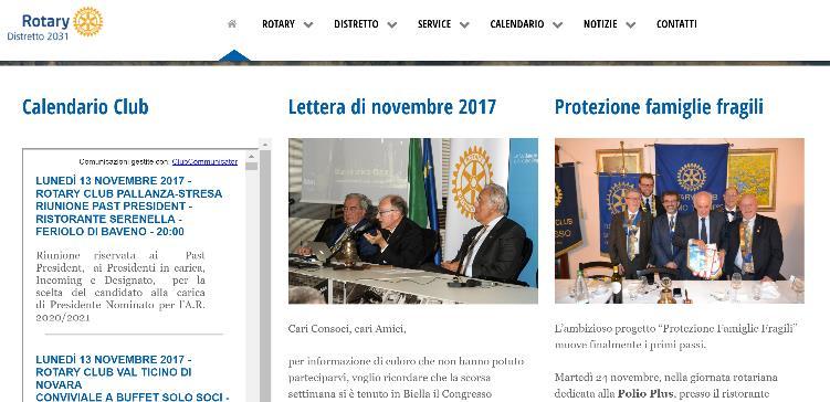 IL SITO DEL DISTRETTO Scopo: Far conoscere il Rotary