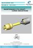 MAINTENANCE PTO- SHAFT COMER INDUSTRIES