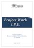 Project Work I.P.E. MASTER IN SHIPPING FINANZA LOGISTICA E STRATEGIA D IMPRESA IV EDIZIONE
