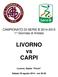 CAMPIONATO DI SERIE B 2014-2015 1^ Giornata di Andata. LIVORNO vs CARPI. Livorno, Stadio Picchi. Sabato 30 agosto 2014 - ore 20.30