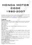 HONDA MOTOR CODE 1980-2007