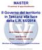 MASTER. Il Governo del territorio in Toscana alla luce della L.R. 65/2014