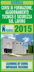 CORSI DI FORMAZIONE, AGGIORNAMENTO TECNICO E SICUREZZA SUL LAVORO
