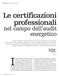 Il tema dell efficienza energetica è ormai. Le certificazioni professionali. nel campo dell audit energetico