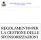 REGOLAMENTO PER LA GESTIONE DELLE SPONSORIZZAZIONI