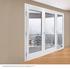 Screen portafinestra a doppio battente con fiancoluce, laccato bianco RAL 9010 Screen double leaf French door with sidelight, lacquered white RAL