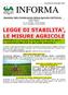 INFORMA LEGGE DI STABILITA, LE MISURE AGRICOLE APPROVATA LA LEGGE DI STABILITA PER IL LE DISPOSIZIONI PER IL SETTORE AGRICOLO