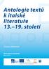 Antologie textů k italské literatuře století. Zuzana Šebelová