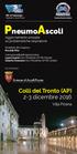 PneumoAscoli. Colli del Tronto (AP) 2-3 dicembre Villa Picena. Aggiornamento annuale su problematiche respiratorie