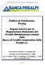 Politica di Valutazione e Pricing P.O. della Banca di Credito Cooperativo delle Prealpi