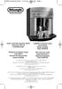 Super Automatic Espresso Maker Instruction Manual EAM3200 Series. Cafetière à espresso super automatique Mode d emploi Série EAM3200