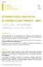 INTERNATIONAL MASTER IN ECONOMICS AND FINANCE - IMEF LIVELLO II XII EDIZIONE ANNUALE: A.A