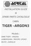INSTALLATION GUIDE & SPARE PARTS CATALOGUE CABIN TIGER ARGON3. Models : SAME TIGER ARGON3 LAMBORGHINI= REKORD -CRONO DEUTZ = AGROLUX